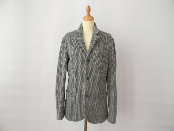 Armani Blazer, Boucle Jacket, 90s Blazer, Emporio Armani, Gray 