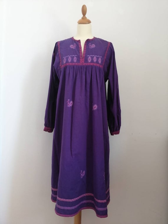 Indian cotton gauze dress, vintage 70s cotton gauz