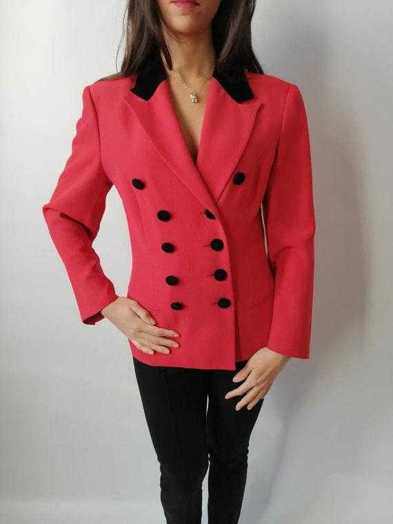 Blumarine blazer, vintage jacket, red blazer, blac