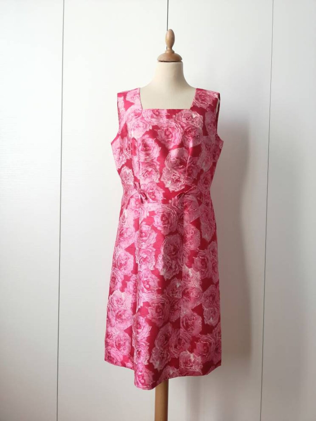 pink rose vintage dress Rose Ruffle Dusty Pink Dress  Vintage Elegance