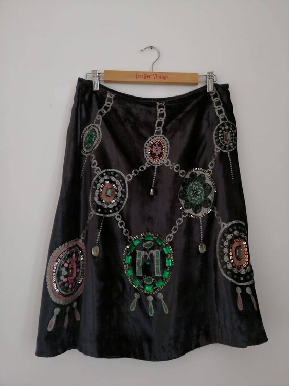 Maliparmi skirt, 90s vintage skirt, rhinestones sk