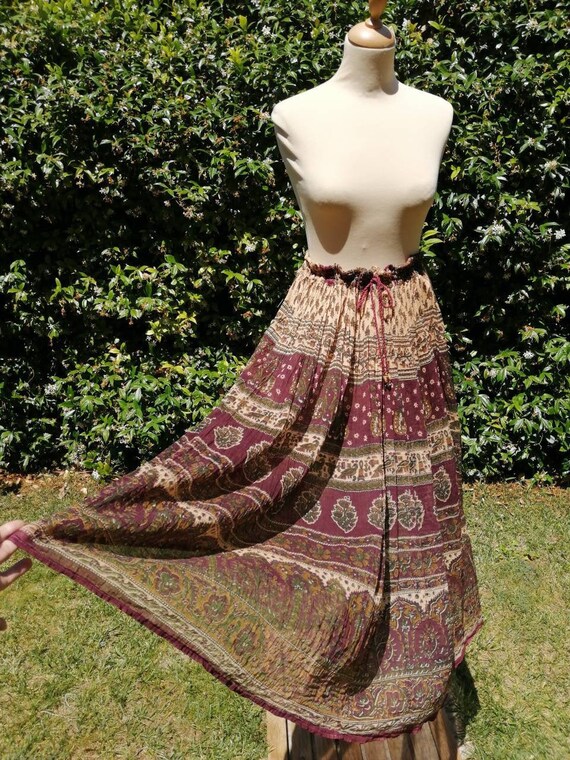 Vintage cotton gauze skirt, 70s Indian cotton gauz