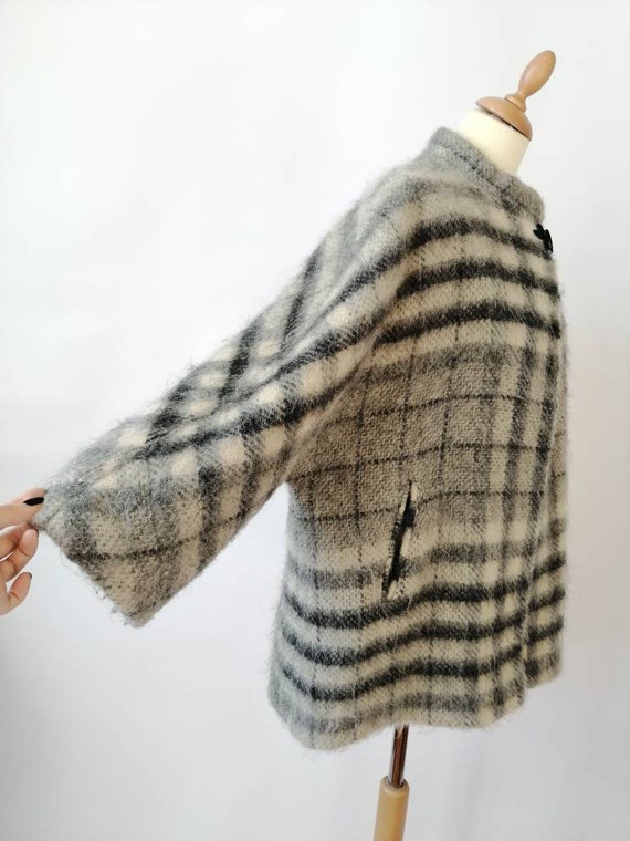 Woolen cape, vintage 70s poncho, mohair wool, bei… - image 3