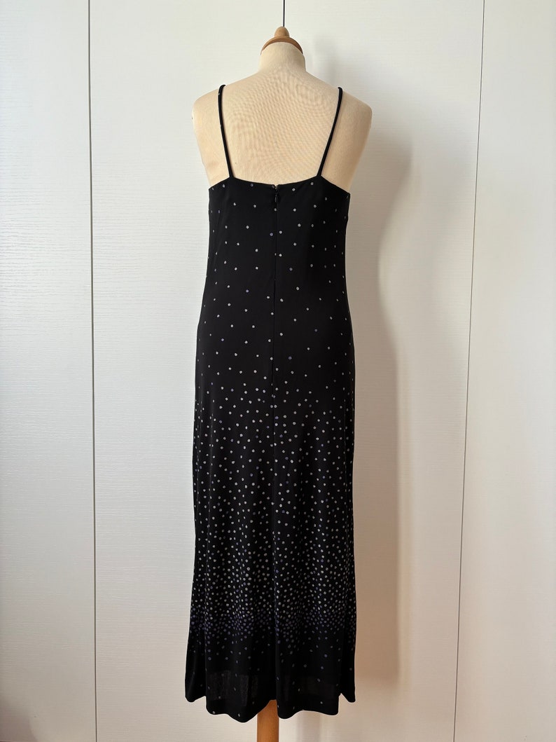 Gianni Versace dress, 90s Versace, vintage Versace dress, polka dot dress, long black dress, glittered, mermaid dress, Versace black dress image 4