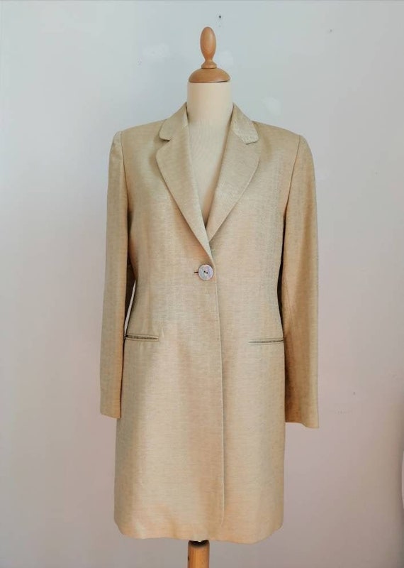 Vintage 90s coat, mod duster coat, golden trench,