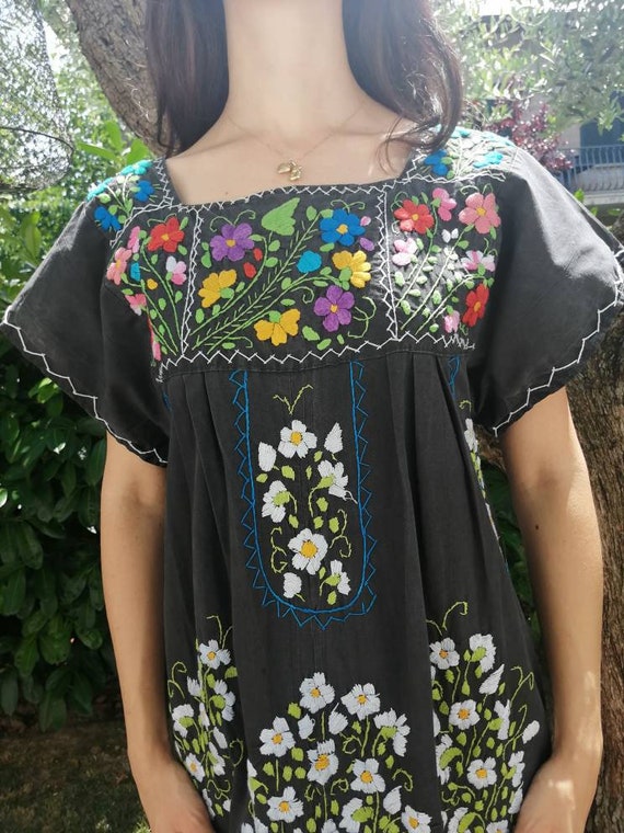 Huipil dress, vintage embroidered dress, Hungaria… - image 2