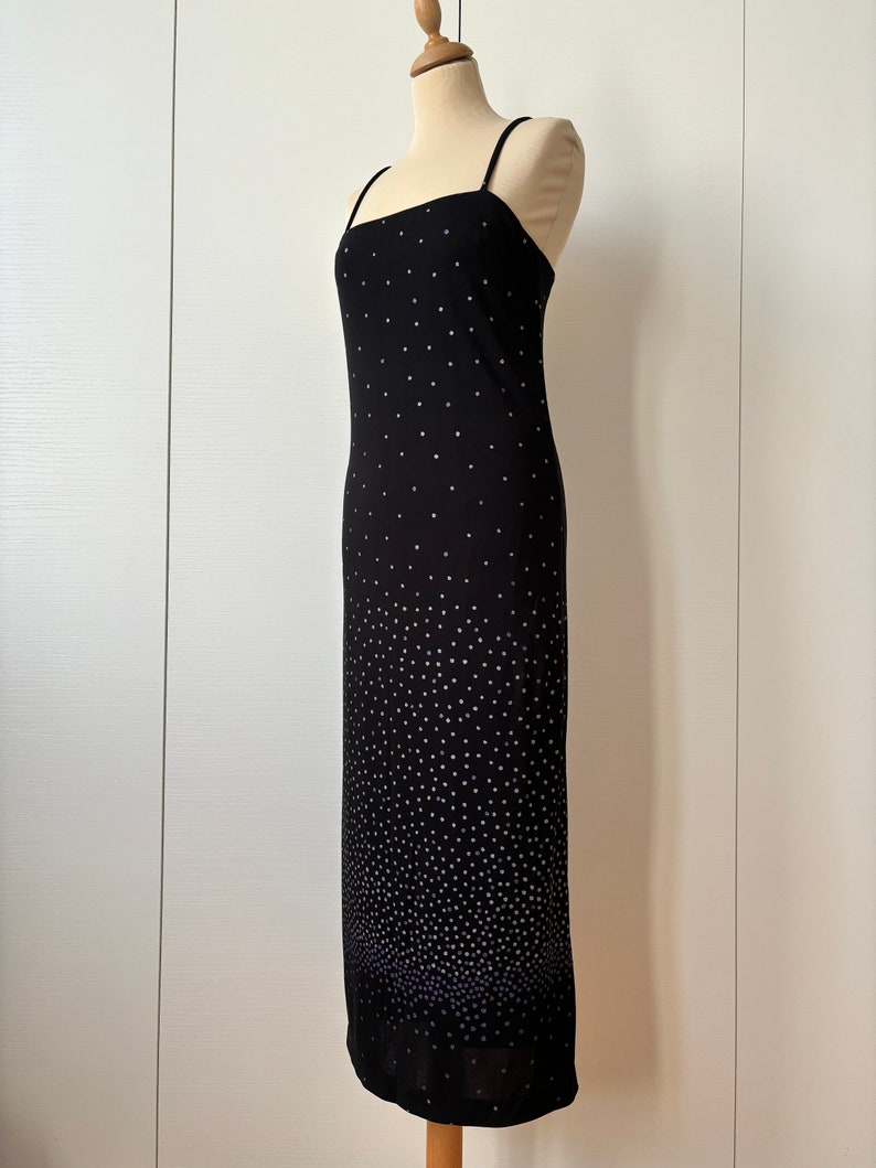 Gianni Versace dress, 90s Versace, vintage Versace dress, polka dot dress, long black dress, glittered, mermaid dress, Versace black dress image 6