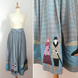 70s dirndl skirt, long skirt, cotton skirt, oktoberfest skirt, vintage folk skirt, Bavarian oktoberfest, trachten skirt, checked pattern