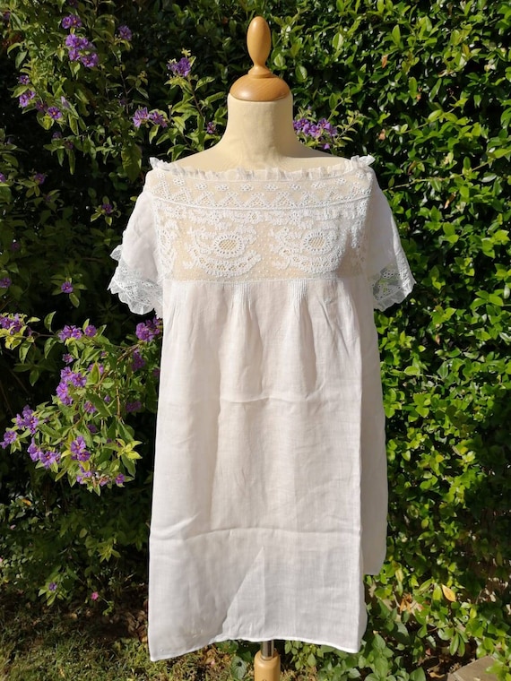 Antique Edwardian Victorian cotton camisole, 1900s
