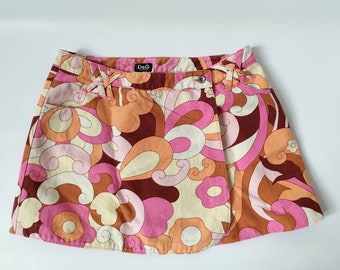 Dolce & Gabbana skirt, 90s short skirt, 90s style, Pucci style print, disco mini skirt, multicolor, pink skirt, vintage Dolce and Gabbana