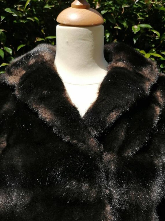 Faux fur coat, vintage brown coat, short jacket, … - image 7