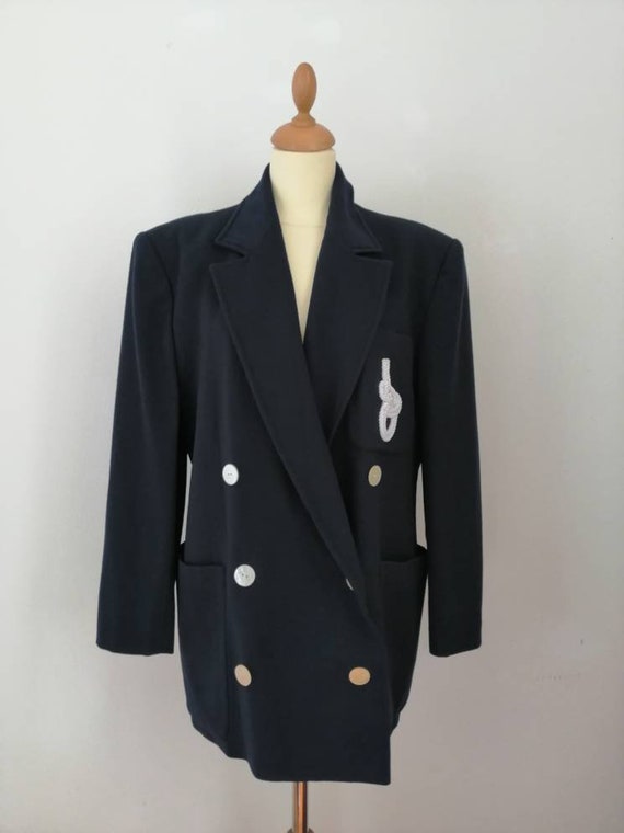 Sailor blazer, Genny jacket, vintage blazer, blue