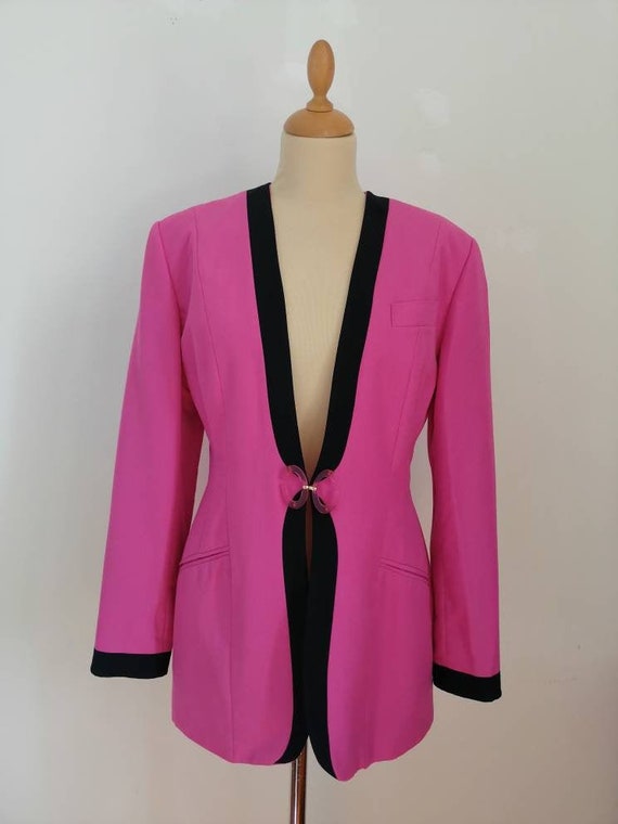 Vintage pink blazer, 80s pink jacket, disco blaze… - image 3