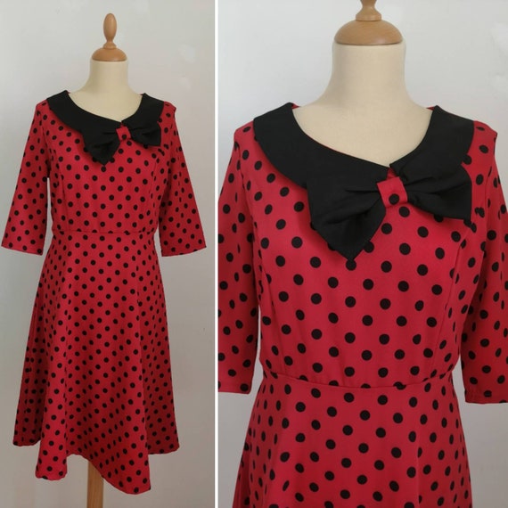 50's style red polka dot dress