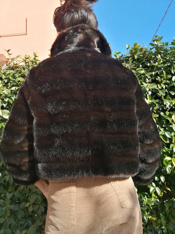 Faux fur coat, vintage brown coat, short jacket, … - image 10