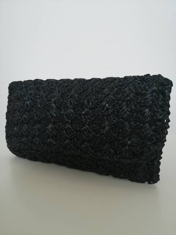 Raffia clutch, 60s bag, crochet raffia, vintage su