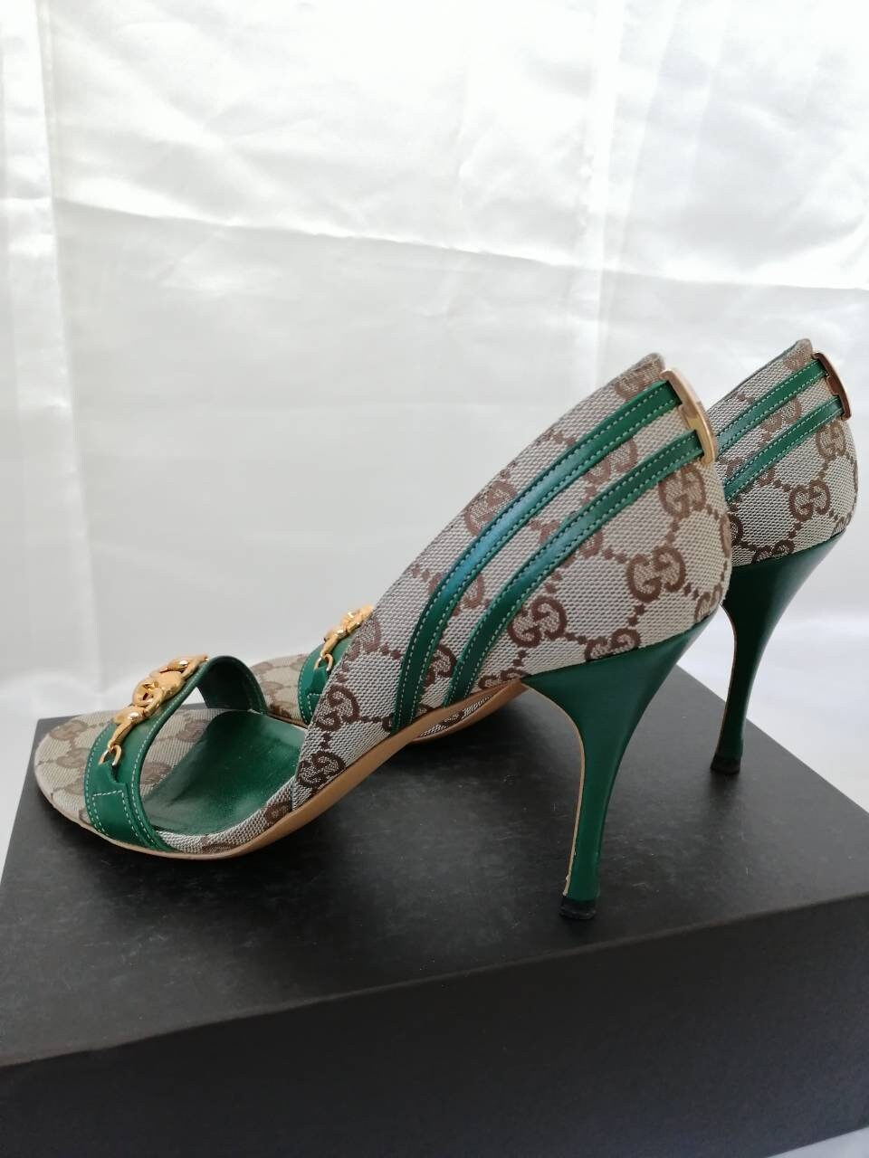 靴 Vintage Gucci Monogram Heels 36 1/2 Gucci Monogram Mules 36