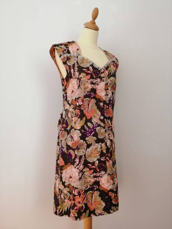 50s vintage floral dress, embroidered sheat dress… - image 3