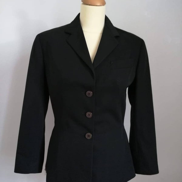 Jean Paul Gaultier blazer, 90s vintage blazer, black jacket, tight blazer, side zips blazer, vintage minimal blazer, minimal black blazer