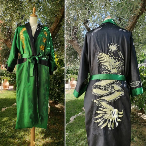 90s vintage  dragon embroidery gown