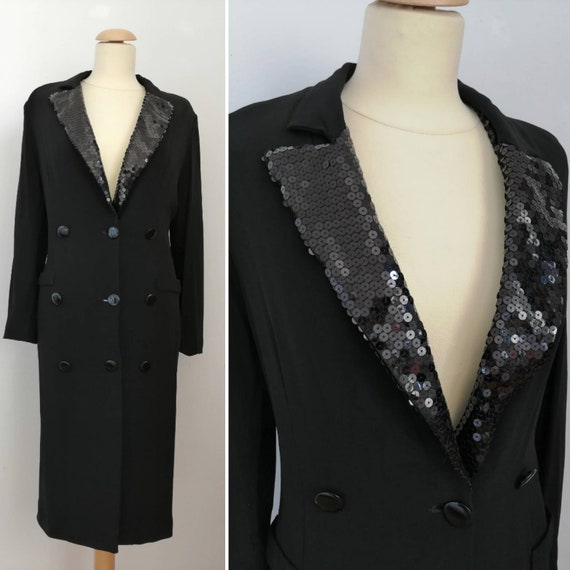 Luisa Spagnoli Dress, Sequins Dress, Long Black Dress, Buttoned Up, New  Year Party Dress, Evening Dress, Tight Dress, Elegant Style, Size S - Etsy