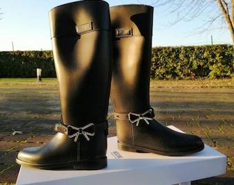 Moschino boots, rubber boots, black shoes, woman rain boots, vintage Moschino, rain shoes, vintage boots, high boots, size 39, comfy shoes