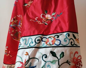 Kimono, Red Kimono, Silk Embroidered Kimono, Short Kimono