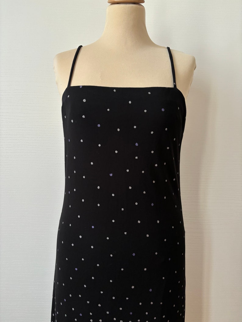 Gianni Versace dress, 90s Versace, vintage Versace dress, polka dot dress, long black dress, glittered, mermaid dress, Versace black dress image 8