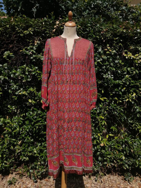 70 Indian cotton gauze dress, vintage cotton gauze