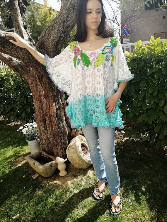 Vestido túnica Sartoria blusa de encaje blanco - Etsy España