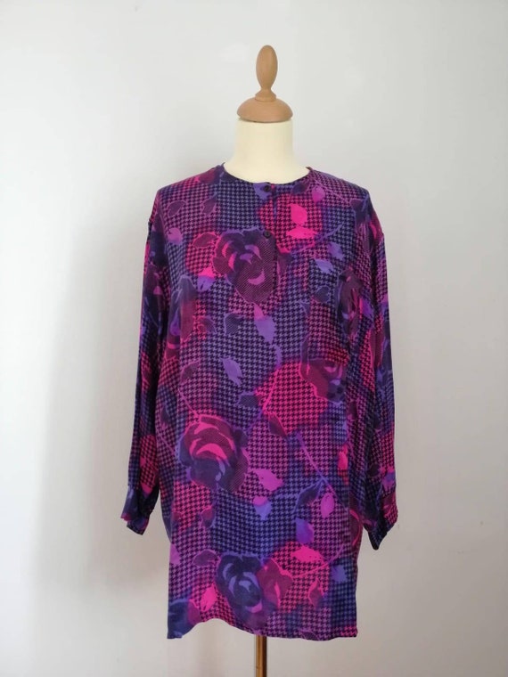 Pancaldi blouse, 70s silk blouse, vintage psychede