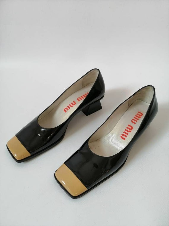 Prada Shoes, 90s Low Heel, Miu Miu Pumps, Beige Toe, Black Vinyl Leather, Low Heel, Elegant Shoes, Squared Tip, Size 36-5, Business Style - Etsy Prada Shoes, 90s Low Heel, Miu Miu Pumps, Beige Toe, Black Vinyl Leather, Low Heel, Elegant Shoes, Squared Tip, Size 36-5, Business Style - Etsy