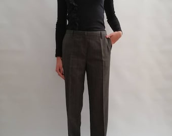 Prada-Hose, 90er-Jahre-lange Hose, Vintage-Prada, graue Hose, gestreifte Hose, elegante Hose, 90er-Jahre-Prada-Hose, Wollhose, Größe M