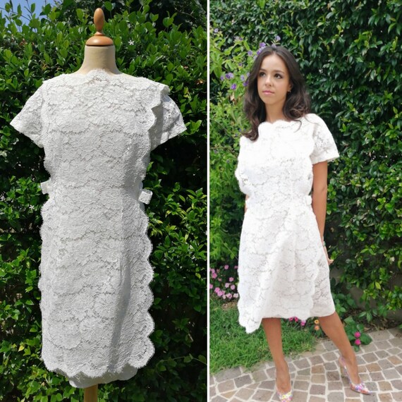 Vintage 50s bridal dress, lace wedding dress, wigg