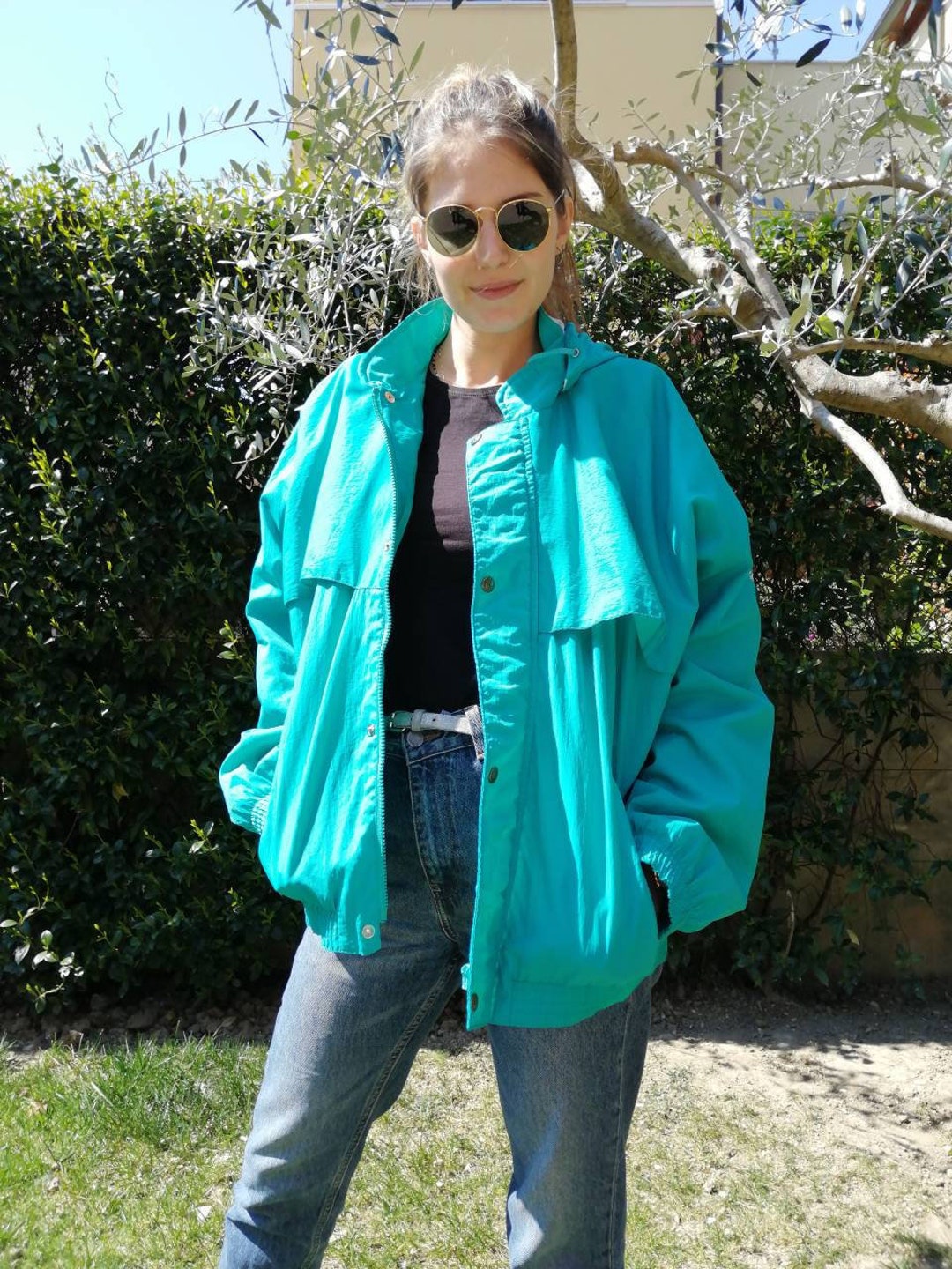Vintage Best Company Jacket, 80s Aquamarine Jacket, Hood Vintage Best Company Jacket, 80s Aquamarine Jacket, Hood