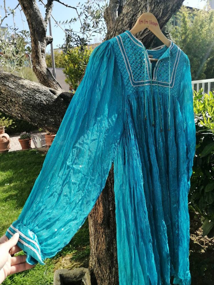indian cotton gauze dress Vintage Red Floral Indian Cotton Gauze Hippie Dress