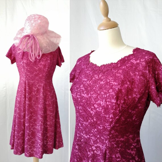 raspberry lace dress