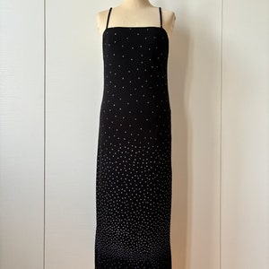 Gianni Versace dress, 90s Versace, vintage Versace dress, polka dot dress, long black dress, glittered, mermaid dress, Versace black dress image 1