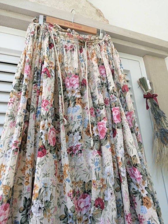 70s cotton top gauze skirt