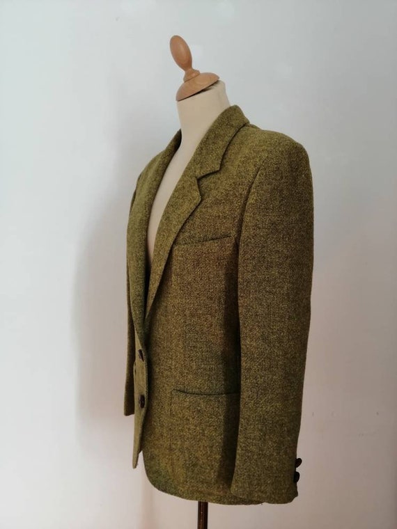 Trussardi blazer, vintage 80s Trussardi jacket, green, wool blazer