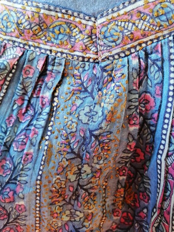 Indian cotton gauze blouse, 70s Indian blouse, golden… Gem