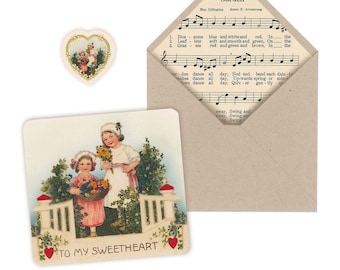 Vintage Valentinstag Karte, Vintage Garten, Altmodische Valentine, Vintage Valentinstag Karte, Vintage Valentinstag, Vintage Valentinstag