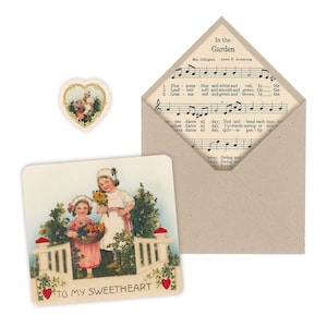 carte de Saint Valentin vintage, jardin vintage, Saint Valentin à l'ancienne, carte de Saint Valentin vintage, Saint Valentin vintage, Saint Valentin vintage