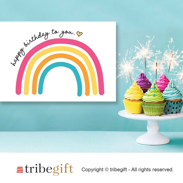 Rainbow Poster, Birthday Party, Sign, 13x19, PRINTED PRODUCT, Rainbow Birthday Decorations, Rainbow Party, Happy Birthday To You, Celebrate