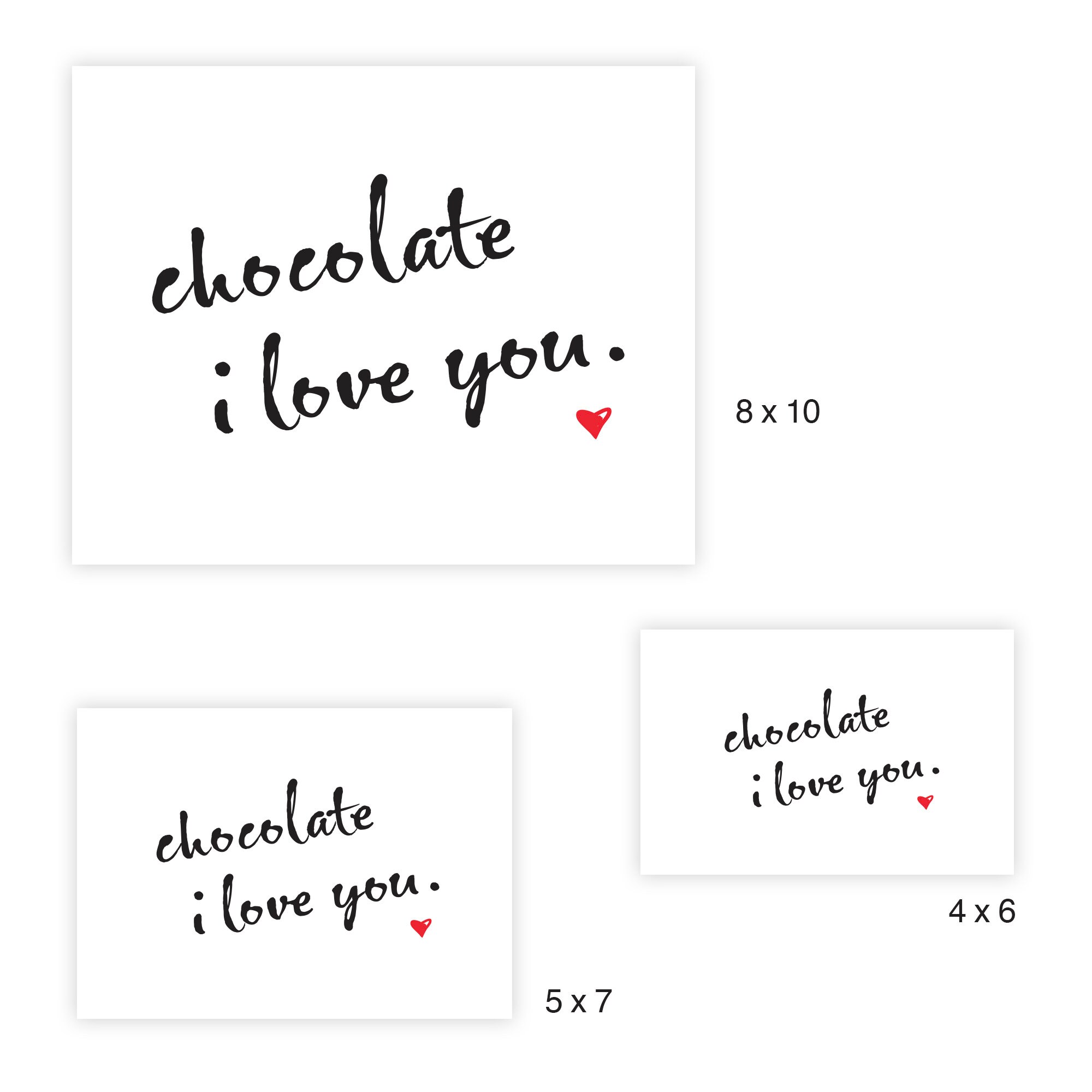 Chocolate I Love You Print Gift for Chocolate Lover I Love Etsy UK