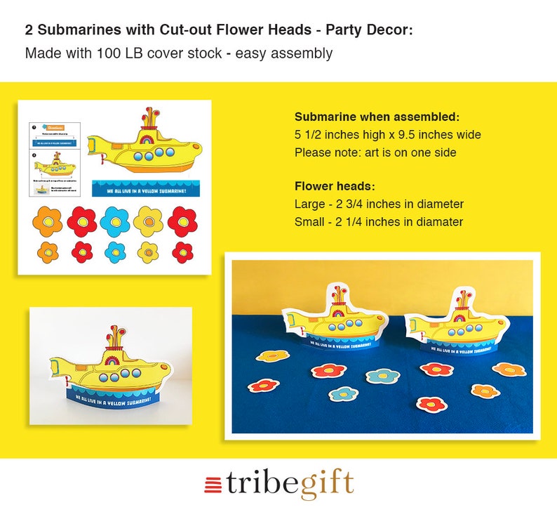 Birthday Party Yellow Submarine Printed Product Paper Etsy