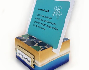 Détenteur de la carte d’écriture inspirée de la mer, porte-cartes de verset de la Bible, décor de maison de verset de bible, cadeau de foi chrétienne, cadeau d’encouragement, inspiration