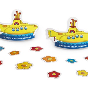 Yellow Submarine Cut-Out Decor, PRINTED PRODUCT, Beatles Party Decorations, We All Live in a Yellow Submarine, Beatles Art, Beatlesmaniacs