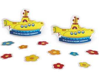 Yellow Submarine Cut-Out Decor, PRINTED PRODUCT, Beatles Party Decorations, We All Live in a Yellow Submarine, Beatles Art, Beatlesmaniacs