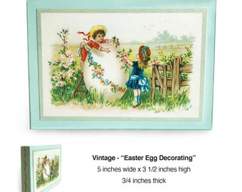 Vintage Easter Decor, Wood Block Sign, Vintage Easter Postcard, Vintage Easter Cards, Homemade Easter Gifts, Easter Gifts for Adults, Easter